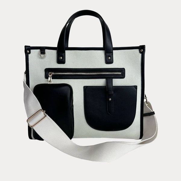 Alice Canvas Tote with Faux Leather Accents