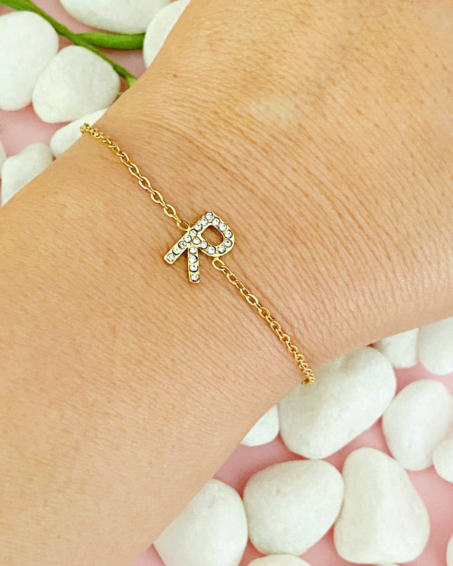 Dainty Sparkle Initial Bracelet