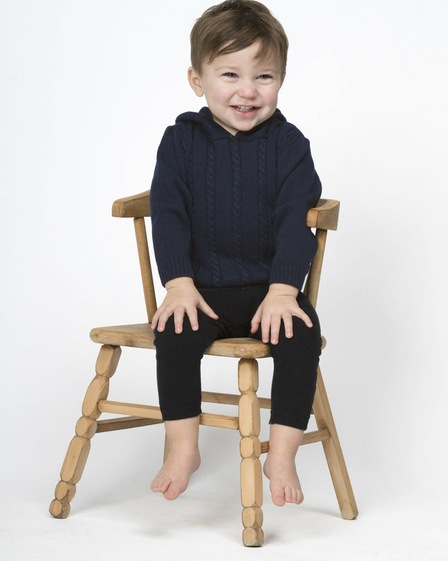 Baby Navy Cable Zip Back Sweater