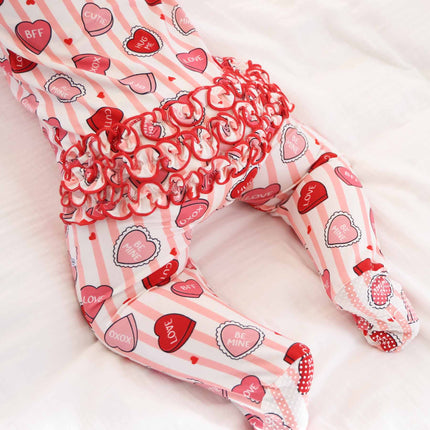 Girls Sweet Like Candy Ruffle Zipper Footie