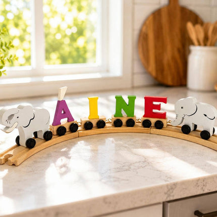Coloured Wooden Elephant (Back) - Kids' Name Train Toy