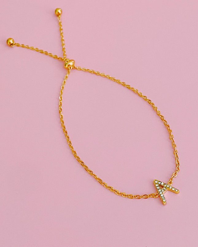 Dainty Sparkle Initial Bracelet