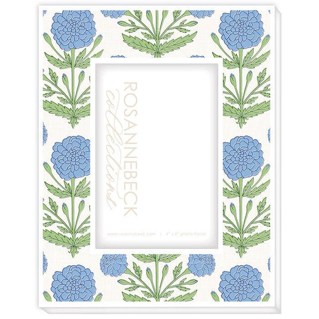 Sue Sartor Blue and Green Marigold 4x6 White Frame