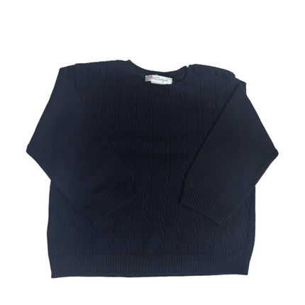 Navy Pullover Crew Neck Cable Sweater