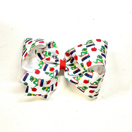 Back to School Grosgrain Hair Bow- Bookworm