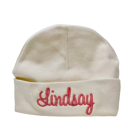 Personalized baby take me home hat — embroidered name, hospital and newborn gift
