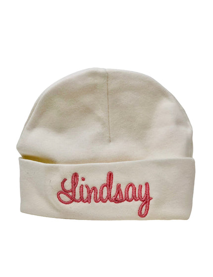 Personalized baby take me home hat — embroidered name, hospital and newborn gift