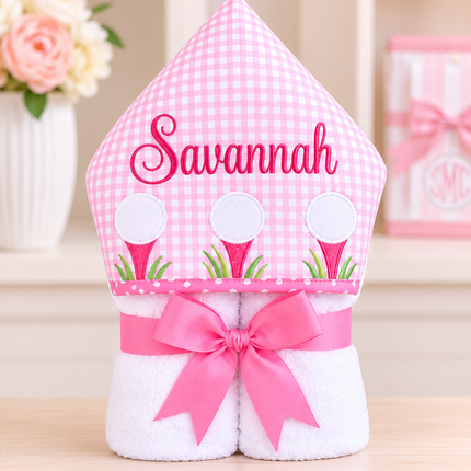 Pink Golf Hooded Towel