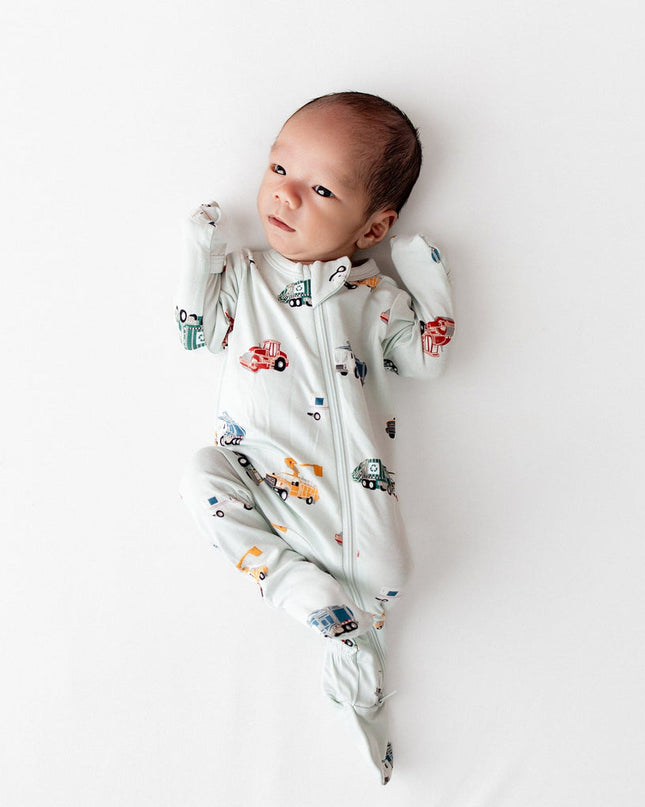 Kyte Baby Zippered Footie in City Vehicles