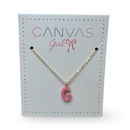 Viola Enamel Coated Letter Children's Necklace in Shiny Gold
