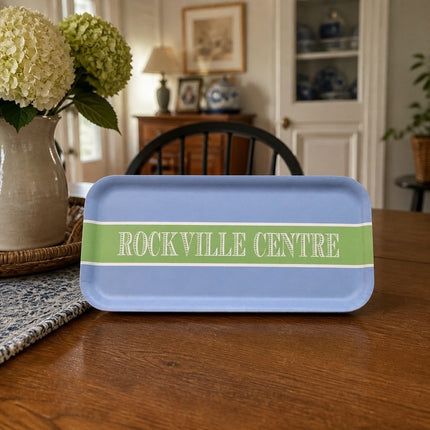 Rockville Centre Decorative Serving Tray – Blue & Green Long Island Accent Tray, Coffee Table Decor & Hostess Gift