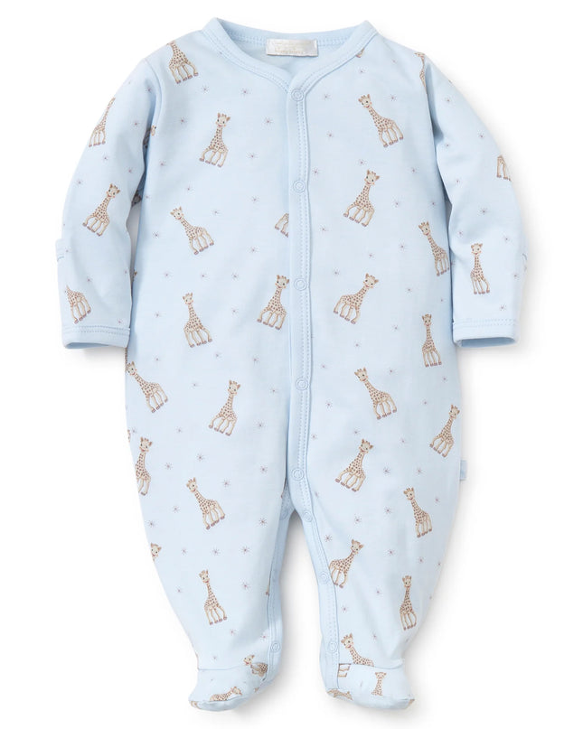 Sophie la girafe print footie — close up showing print detail