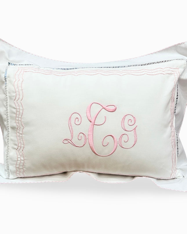 Personalized triple curve pillow — embroidered name, nursery and baby shower gift