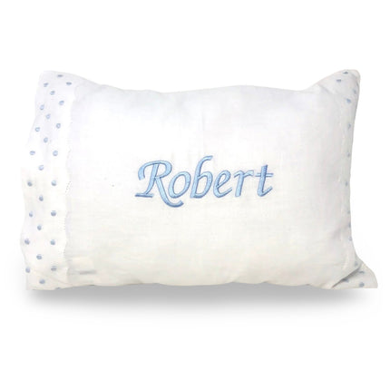 Personalized dot pillow — embroidered baby name, nursery and baby shower gift