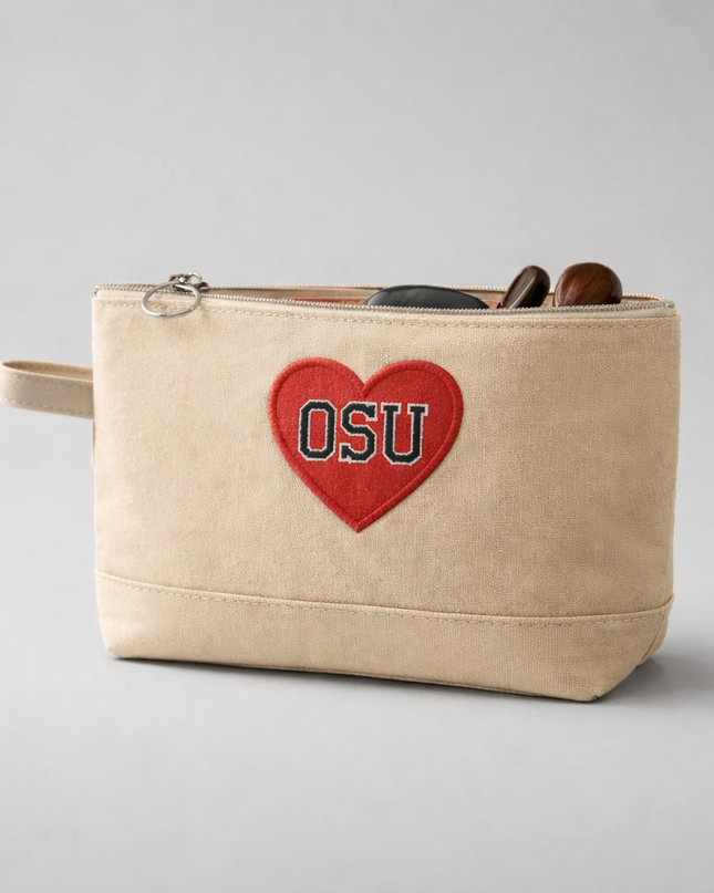 Personalized canvas makeup case — custom monogram or name, vinyl personalization included