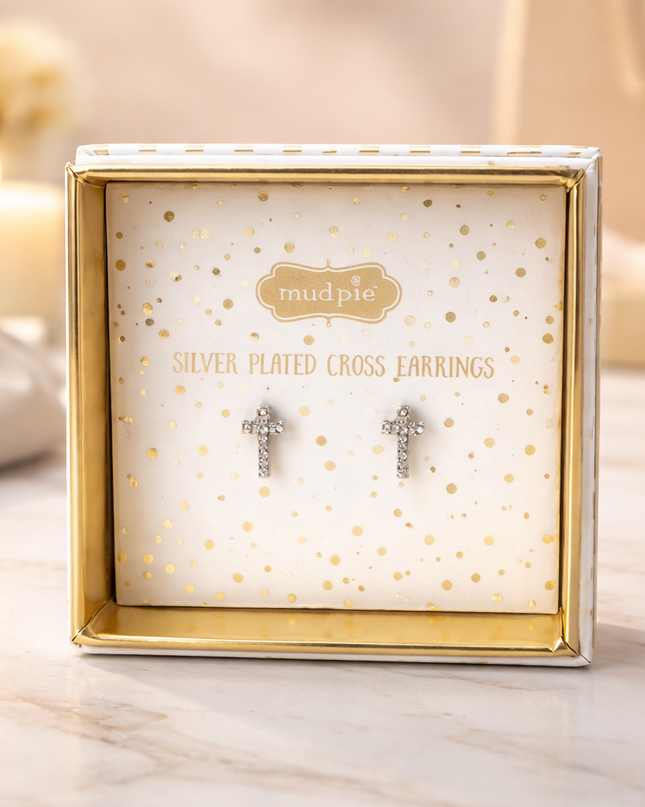 Gold or Silver Cross Stud Earrings