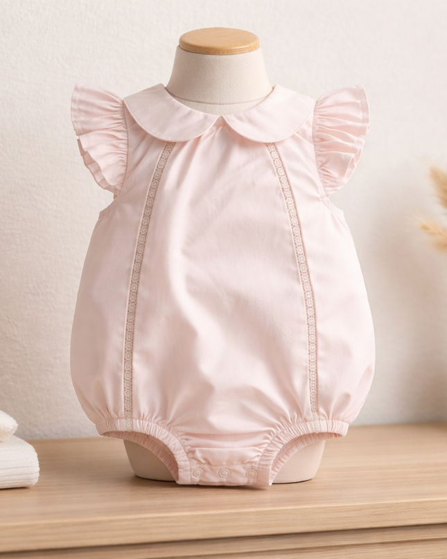 Pink Baby Girl Bubble with Peter Pan Collar