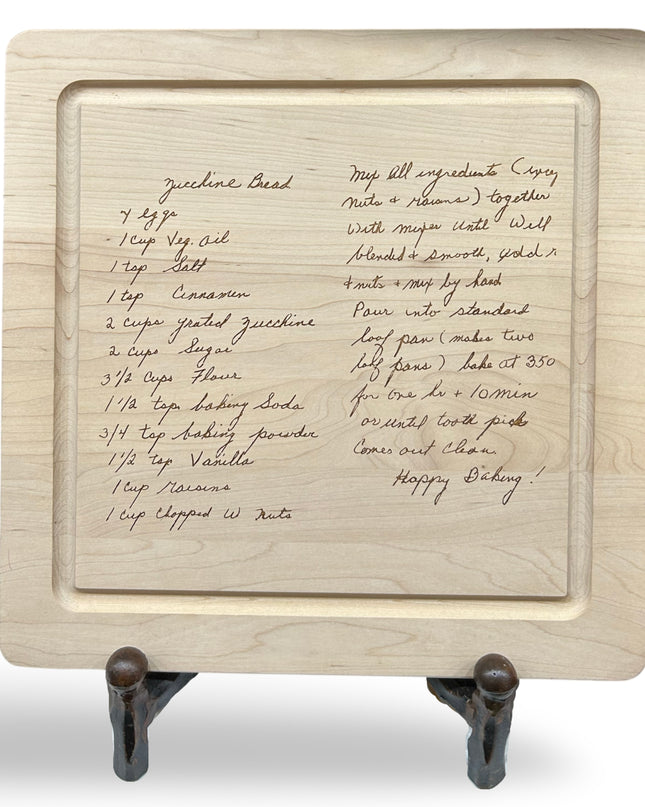 12x12 artisan recipe board — personalized wooden cutting board, housewarming and wedding gift