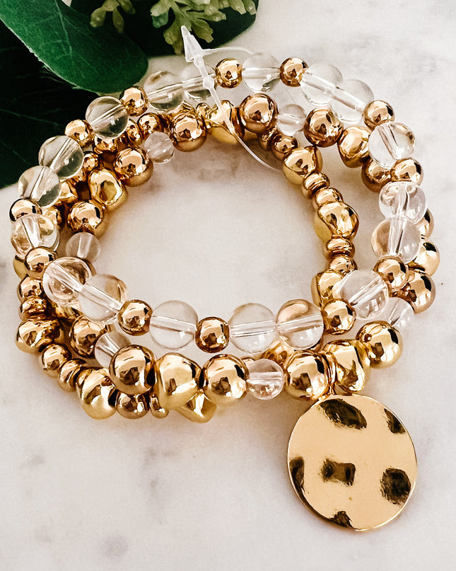 Beaded Bracelet Set with Coin Charm