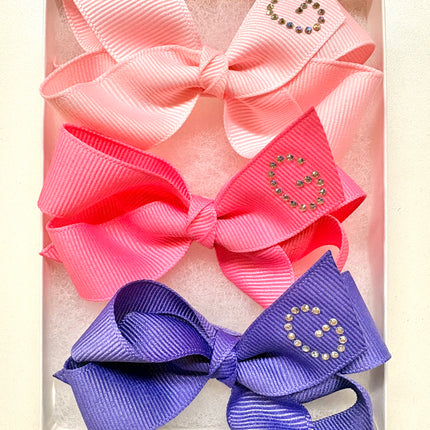 Small Initial Bow Gift Sets-Rhinestones