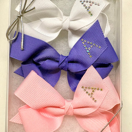 Small Initial Bow Gift Sets-Rhinestones