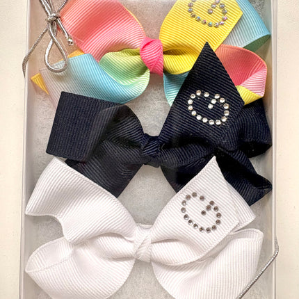 Small Initial Bow Gift Sets-Rhinestones