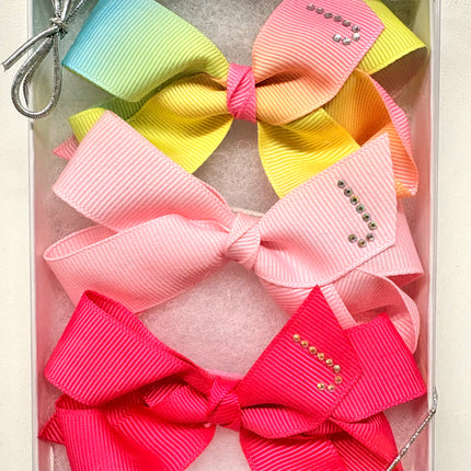 Small Initial Bow Gift Sets-Rhinestones