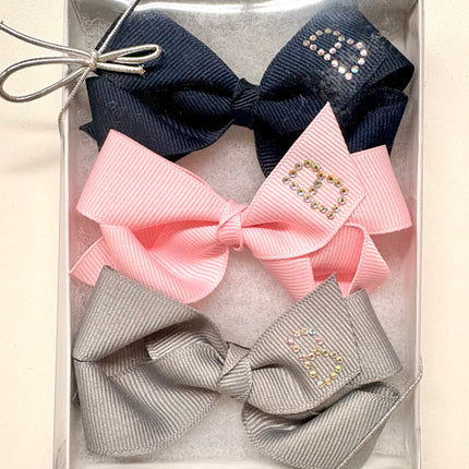 Small Initial Bow Gift Sets-Rhinestones