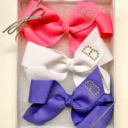 Small Initial Bow Gift Sets-Rhinestones