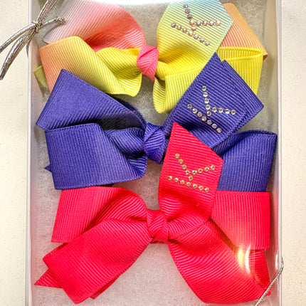 Small Initial Bow Gift Sets-Rhinestones