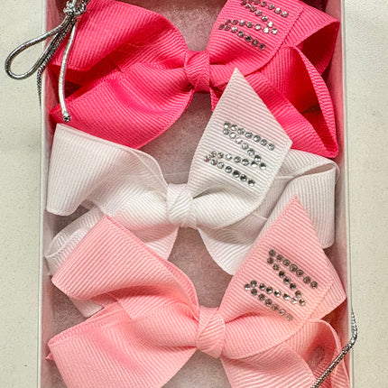Small Initial Bow Gift Sets-Rhinestones