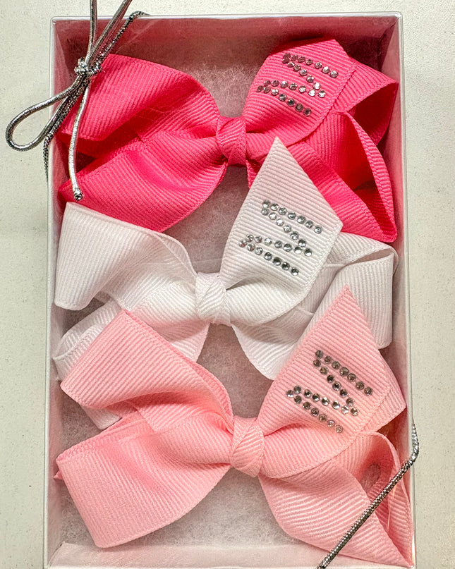 Small Initial Bow Gift Sets-Rhinestones