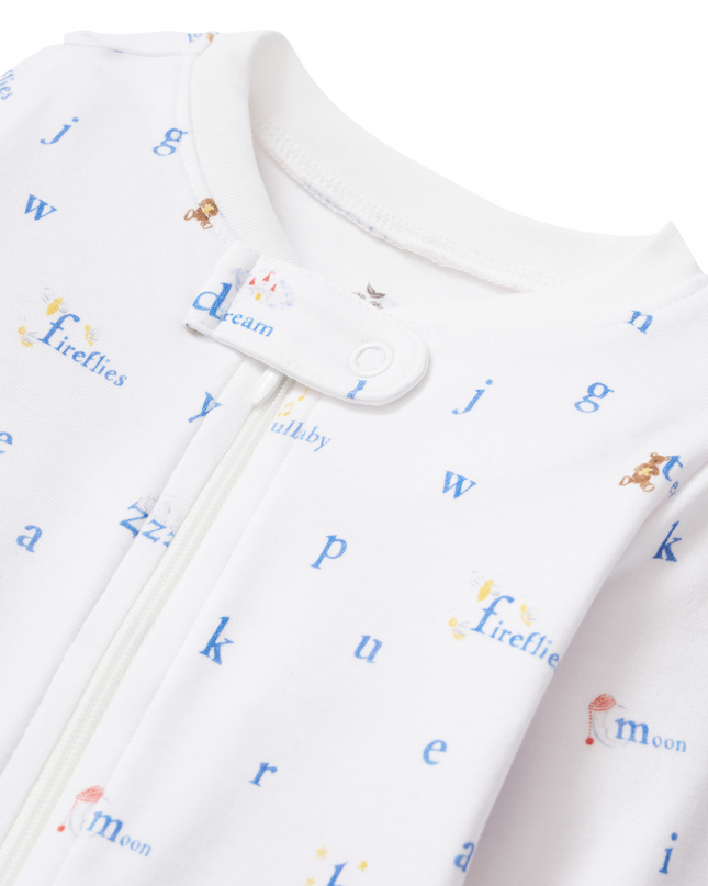 Baby's Pima Romper in Letters and Lullabies detail