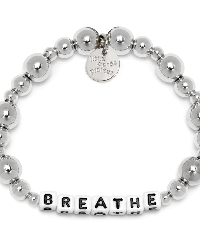 Little Words Project Stretch Bracelet - Breathe - Silver Metallic
