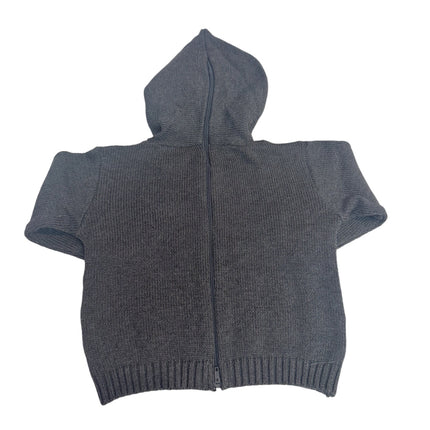 Grey Cable Zip Back Hooded Sweater