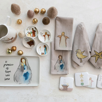 Set of 5- 4" Square Resin Coasters-Religious