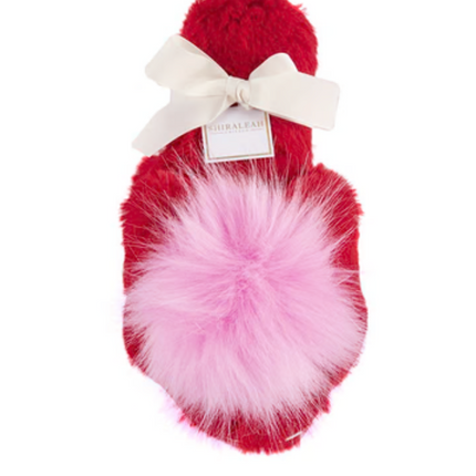 Red and Pink Fuzzy slippers