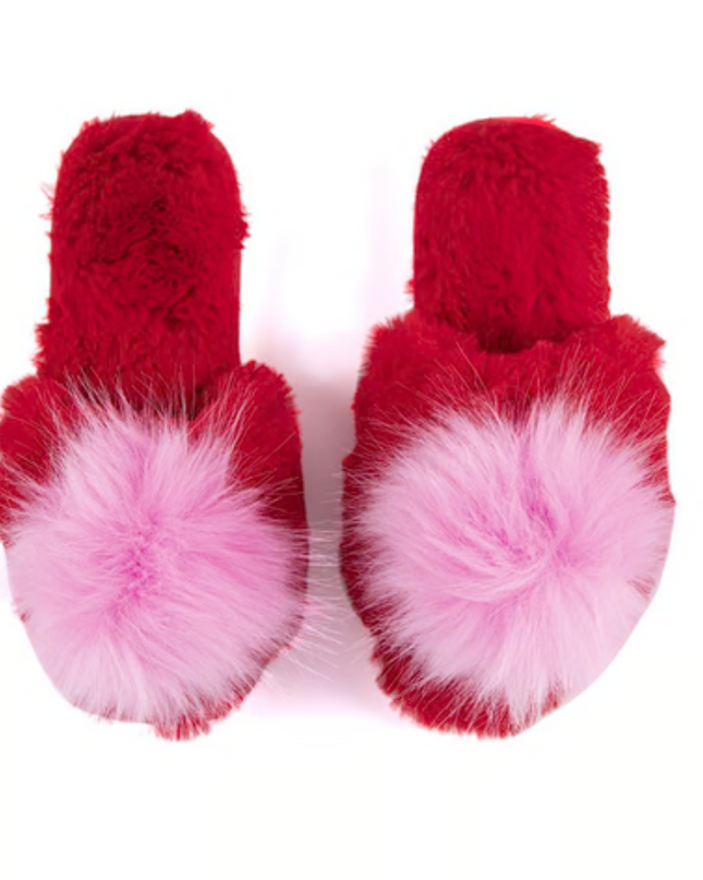 Red and Pink Fuzzy slippers