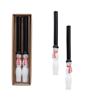 10"H Unscented Snowman Taper Candles in Box, Set of 2