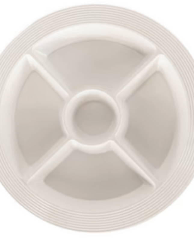 Round Divided Dish server - pinstripes