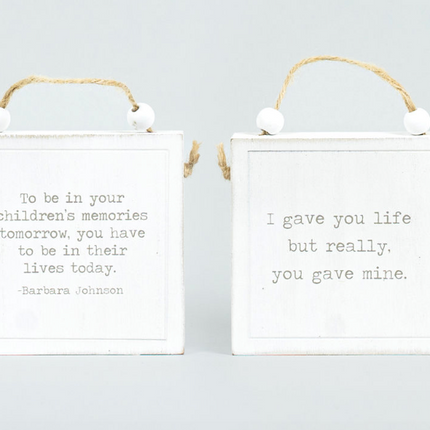 Reversible hanging sign LIFE/MEMORIES White/Black