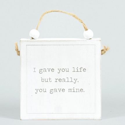 Reversible hanging sign LIFE/MEMORIES White/Black