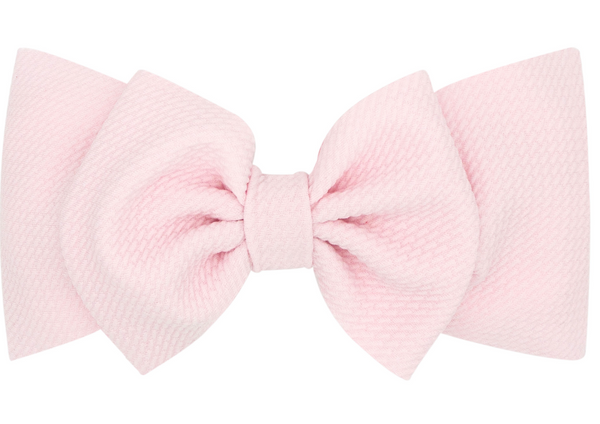 Soft Solid Rippled-Textured Large Baby Girls Bowtie on Matching Wide Band