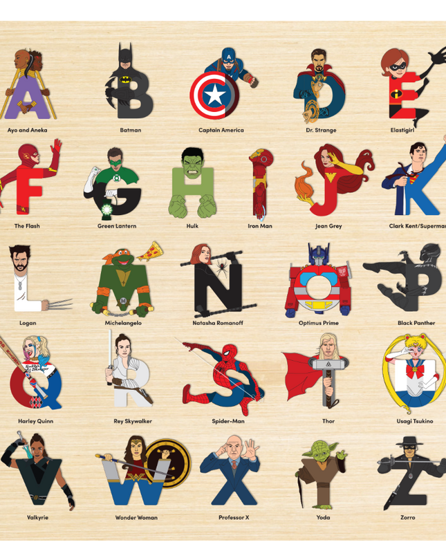 Superhero Legends Wooden Alphabet Puzzle