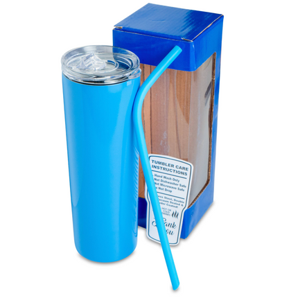 20 oz skinny tumbler — lifestyle shot showing use