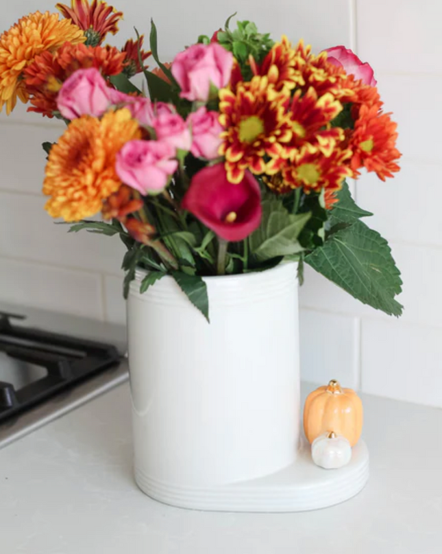 Nora Fleming Utensil Crock — front view showing personalization