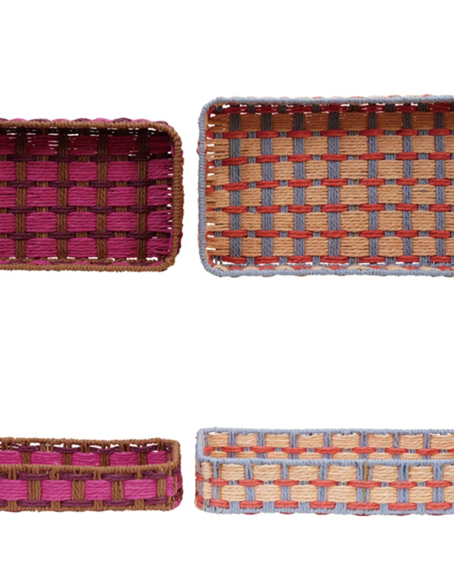 Decorative Woven Paper Rope Trays with Handles
