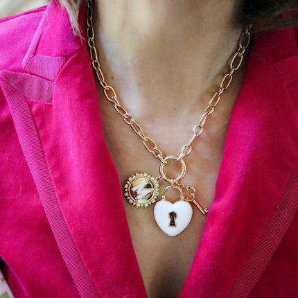Rhinestone Studded Enamel Letter Disc Charm