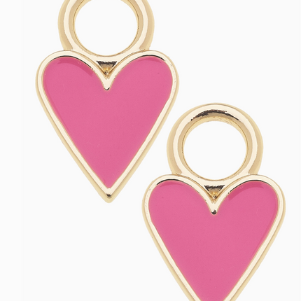 Enamel Heart Huggie Charm in Neon Pink | Set of 2