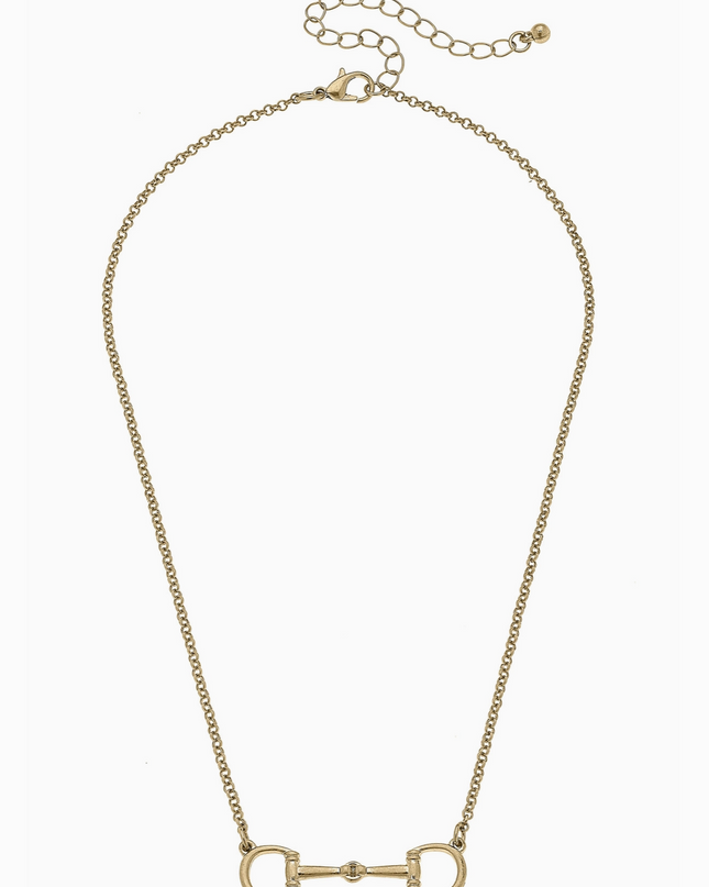 Lou Ann Linked Horsebit Necklace in Shiny Gold